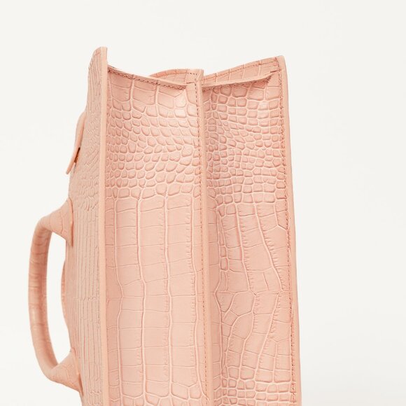 Teddy Blake Kate Croco 12" Nude Pink Leather Tote - Picture 5 of 11